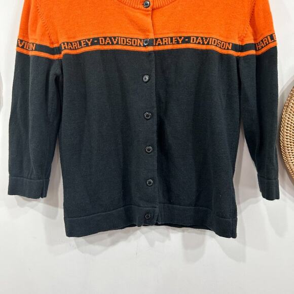 Vintage Harley Davidson Lightweight Knit Cardigan Sweater Small Biker Bikercore - Picture 5 of 6